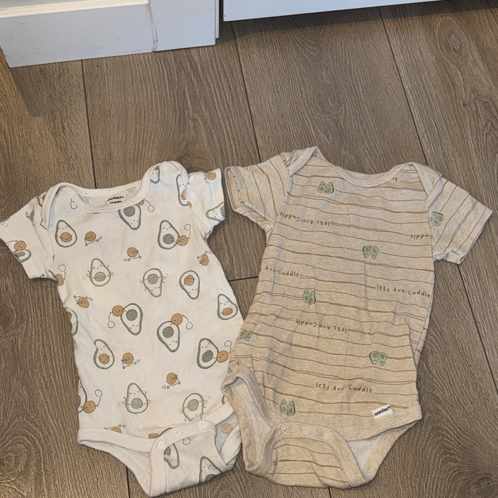 Gerber Cream and Tan Avocado Print Bodysuit Set